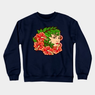 Orange Flowers and Bright Green Leaves Crewneck Sweatshirt